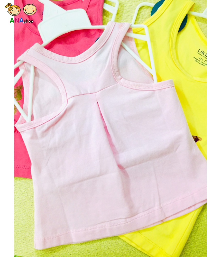 0692045 - S1.8 - áo trẻ em thun cotton/ in bướm/ vàng/ hồng/ xanh ngọc